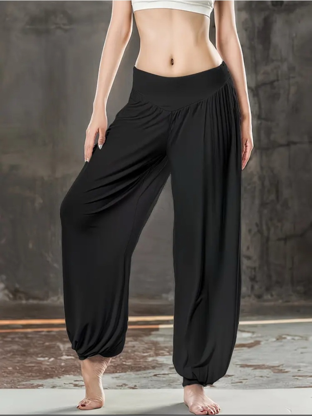 Black Harem  Pants - Flowing Wide Leg Lounge Pants